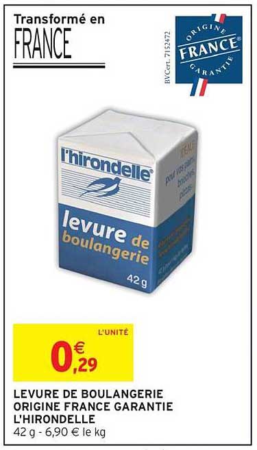 LEVURE DE BOULANGERIE ORIGINE FRANCE GARANTIE L'HIRONDELLE