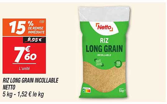 RIZ LONG GRAIN INCOLLABLE NETTO
