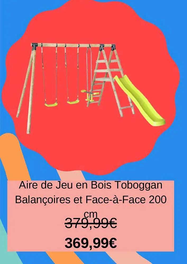 Aire de Jeu en Bois Toboggan Balançoires et Face-à-Face 200 cm