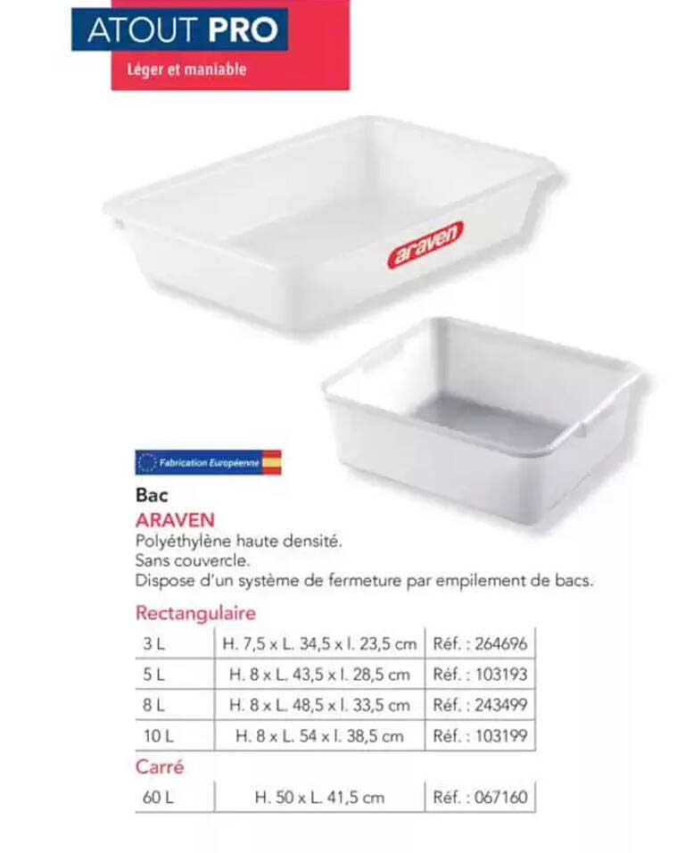 Bac ARAVEN Polyéthylène haute densité