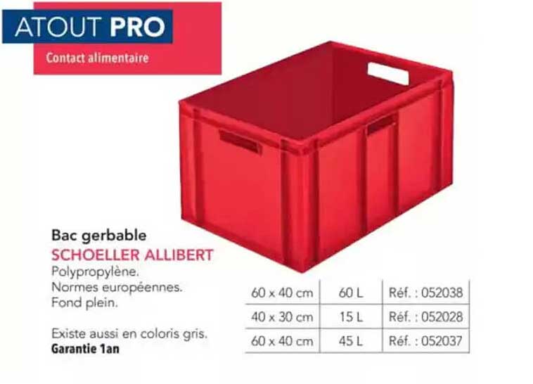 Bac gerbable SCOHELLER ALLIBERT