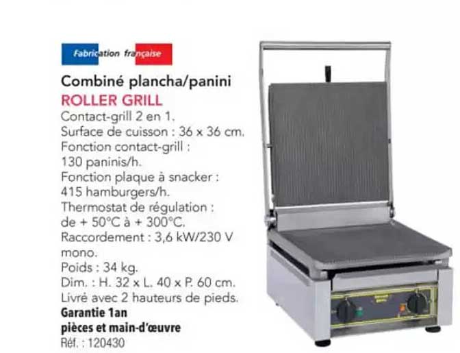 Combiné plancha/panini ROLLER GRILL