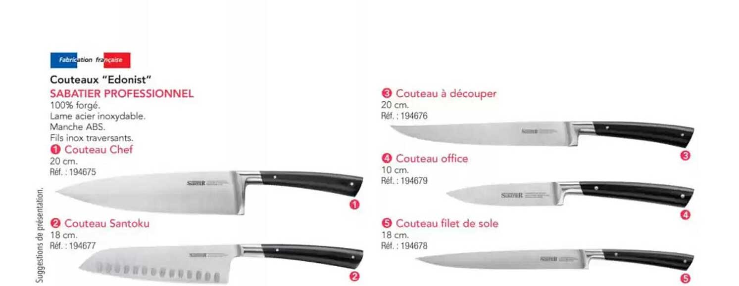 Couteaux "Edonist" SABATIER PROFESSIONNEL