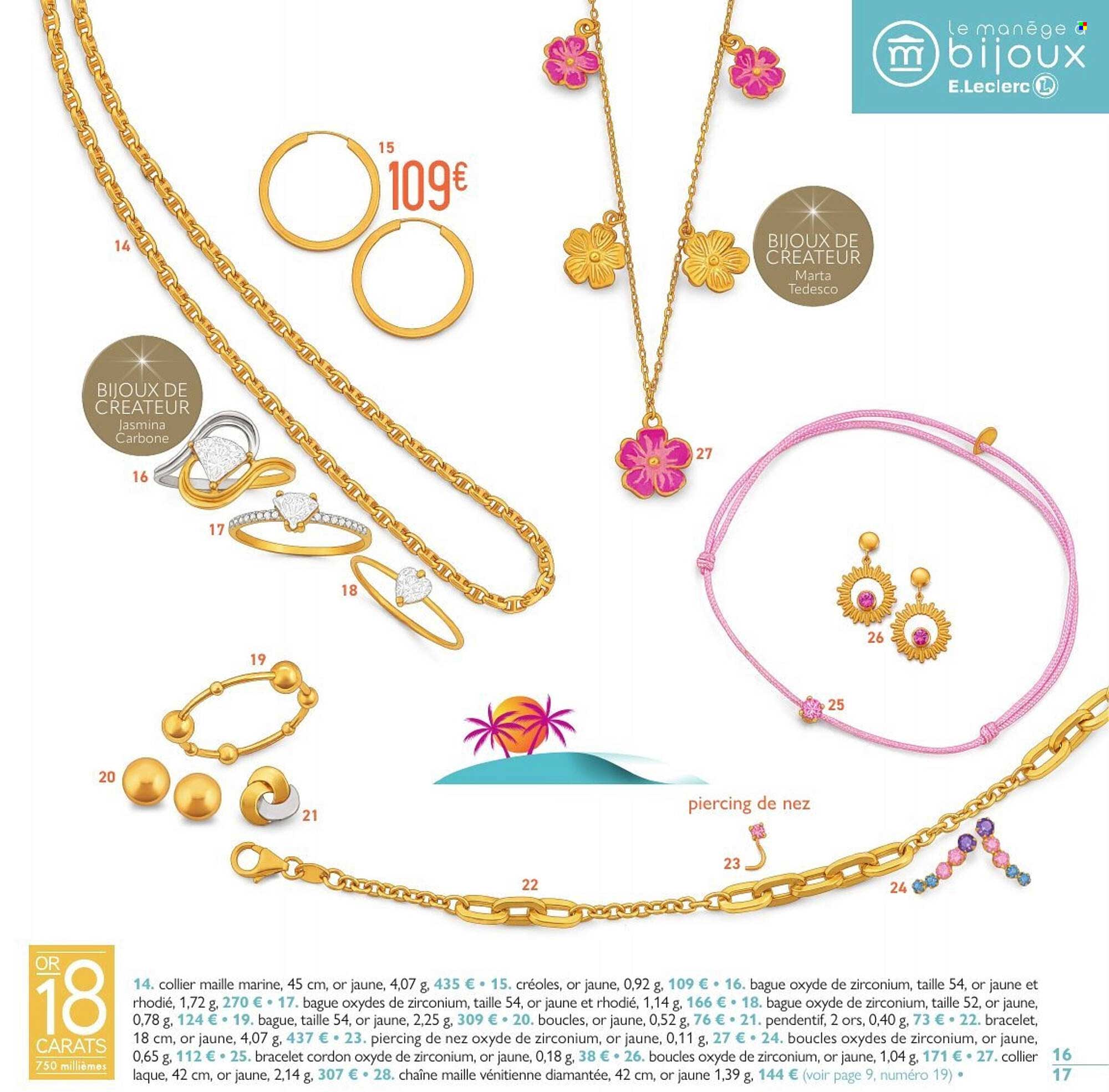 Créoles, or jaune, 0,92 g, 109€