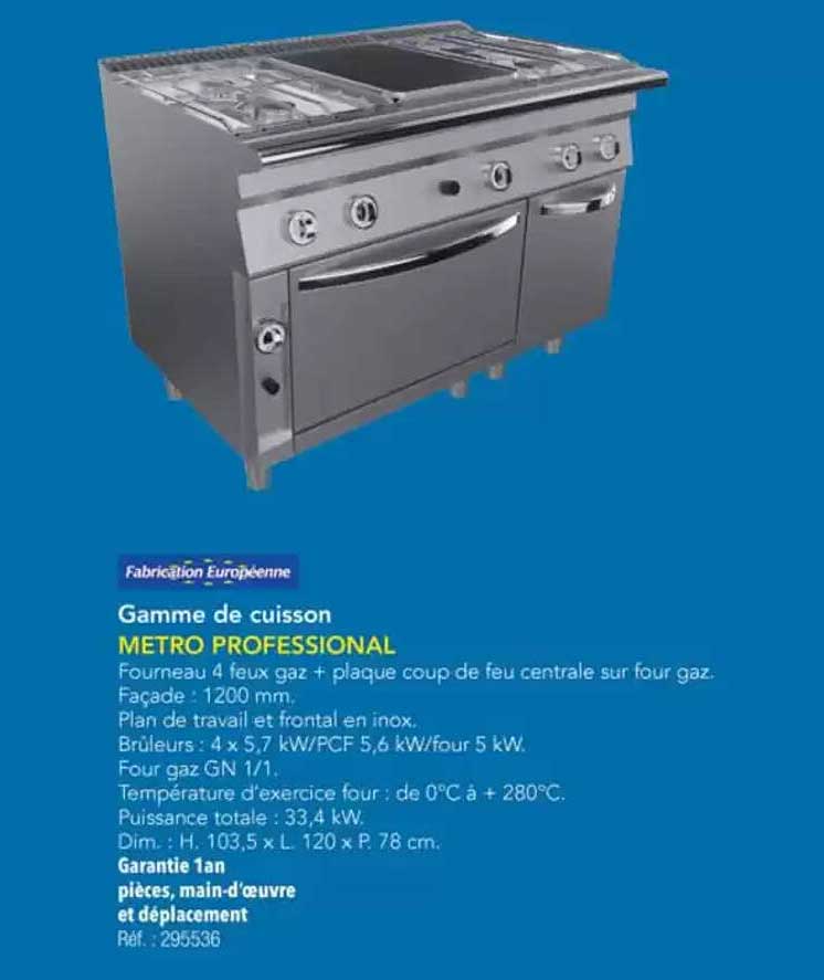 Gamme de cuisson METRO PROFESSIONAL