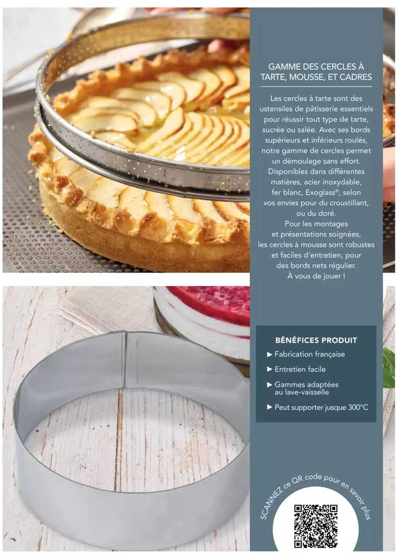 GAMME DES CERCLES À TARTE, MOUSSE, ET CADRES