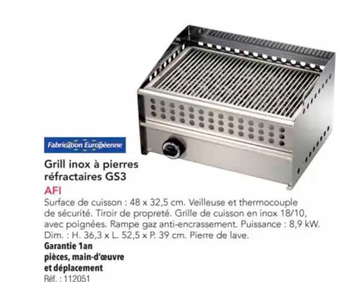 Grill inox à pierres réfractaires GS3