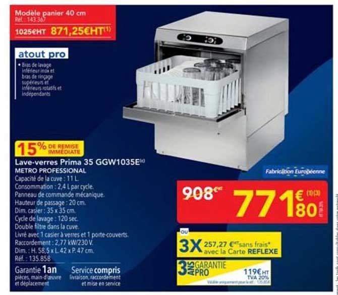 Lave-verres Prima 35 GGW1035E METRO PROFESSIONAL