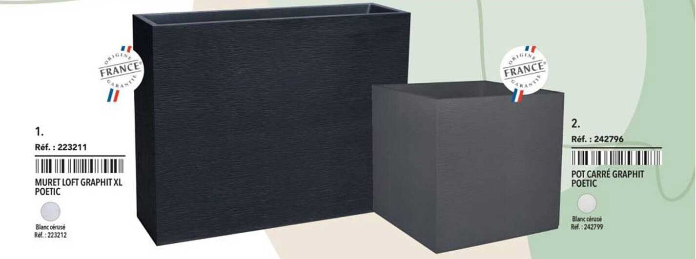 MURET LOFT GRAPHIT XL & POT CARRÉ GRAPHIT POÉTIC