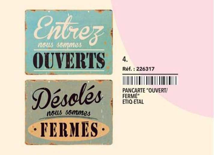 Pancarte "Ouvert/Fermé"