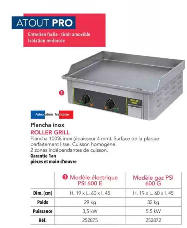 Plancha inox ROLLER GRILL