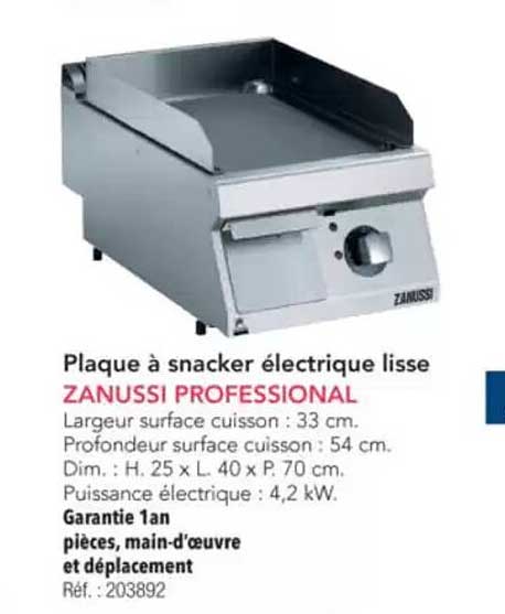Plaque à snacker électrique lisse ZANUSSI PROFESSIONAL