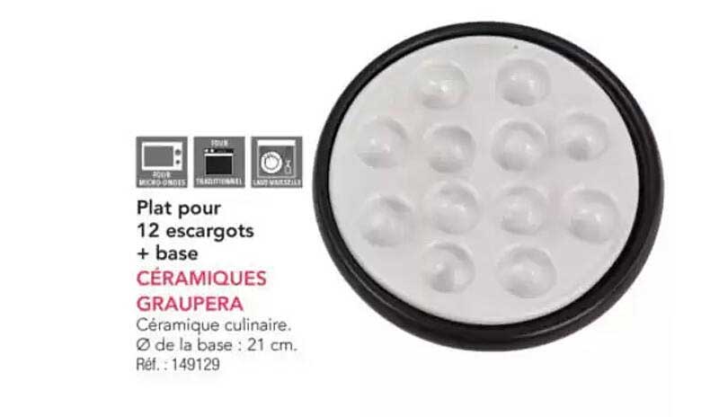 Plat pour 12 escargots + base CÉRAMIQUES GRAUPERA