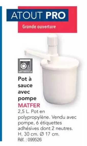 Pot à sauce avec pompe MATFER