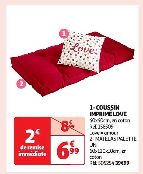 1- COUSSIN IMPRIMÉ LOVE