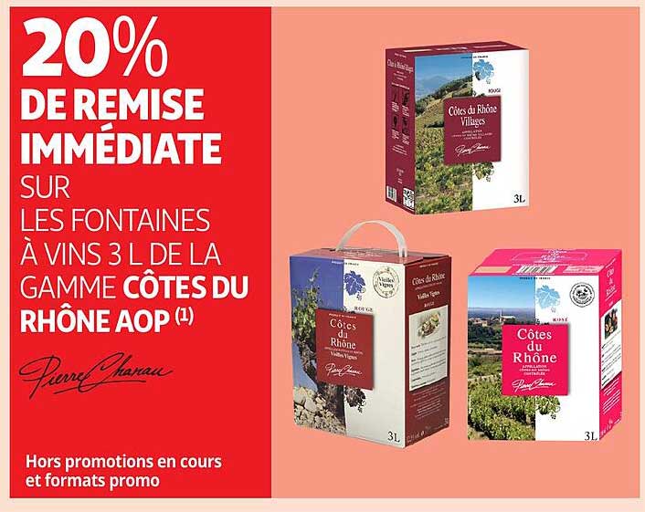 20% DE REMISE IMMÉDIATE SUR LES FONTAINES À VINS 3 L DE LA GAMME CÔTES DU RHÔNE AOP