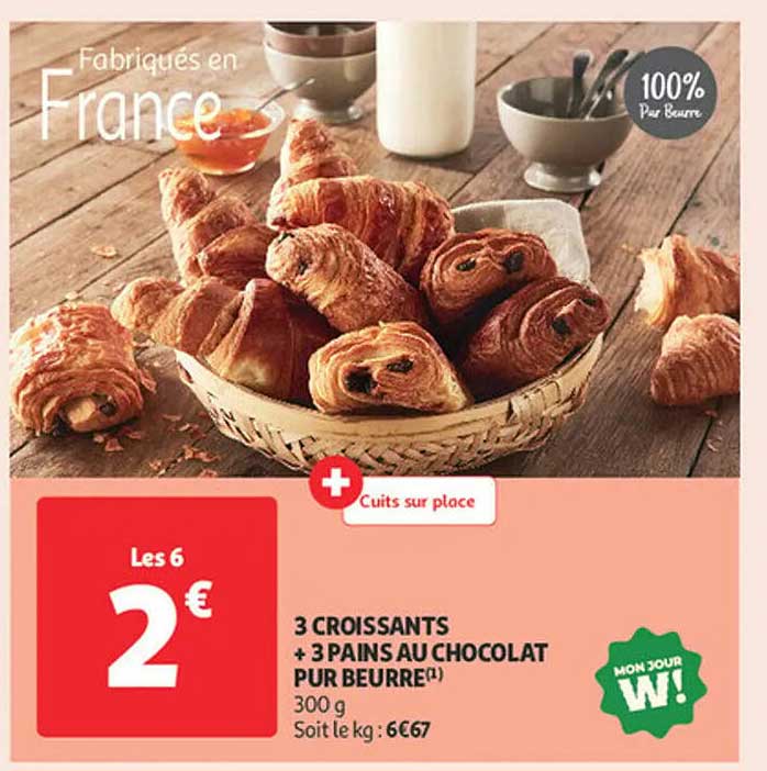 3 CROISSANTS + 3 PAINS AU CHOCOLAT PUR BEURRE