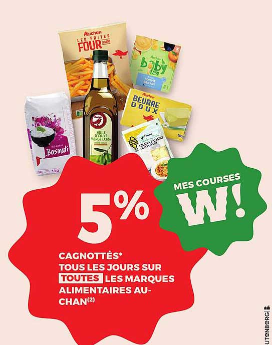 5% Cagnottez* Tous les jours sur toutes les marques alimentaires Auchan