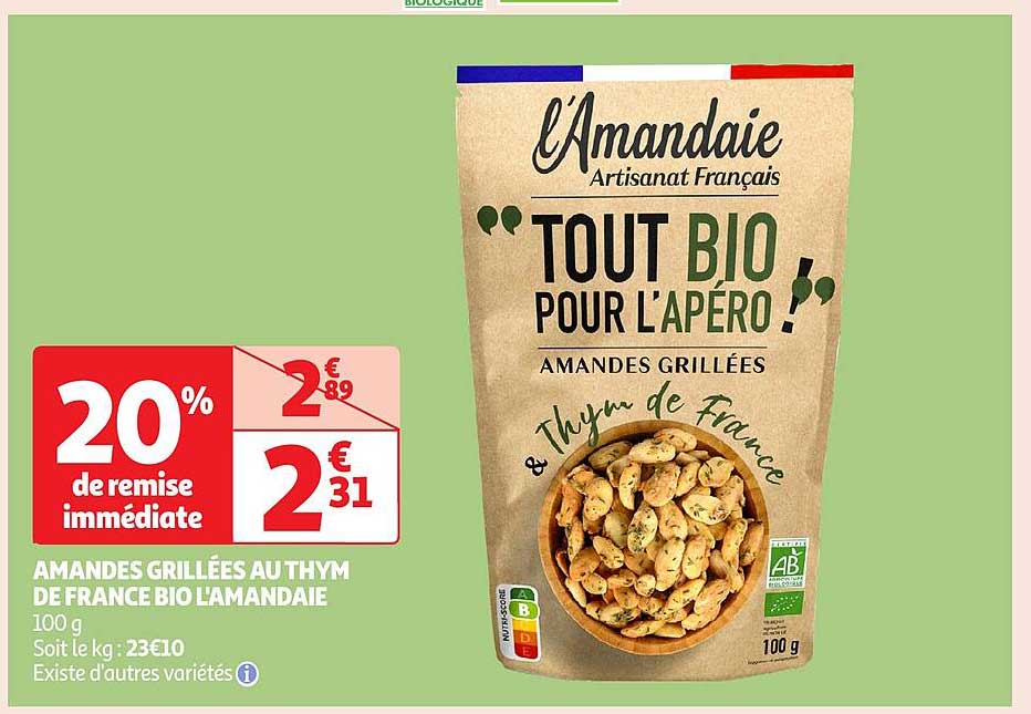 Amandes grillées au thym de France bio l'Amandaie