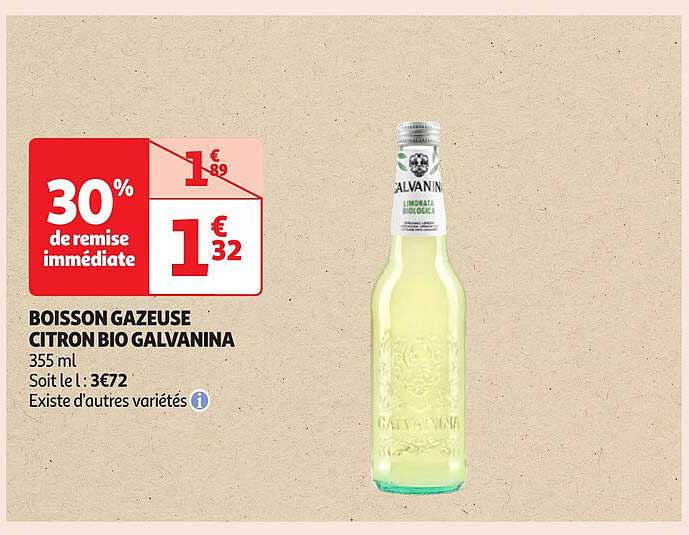 BOISSON GAZEUSE CITRON BIO GALVANINA