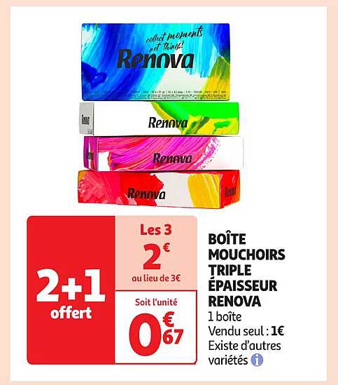 BOÎTE MOUCHOIRS TRIPLE ÉPAISSEUR RENOVA