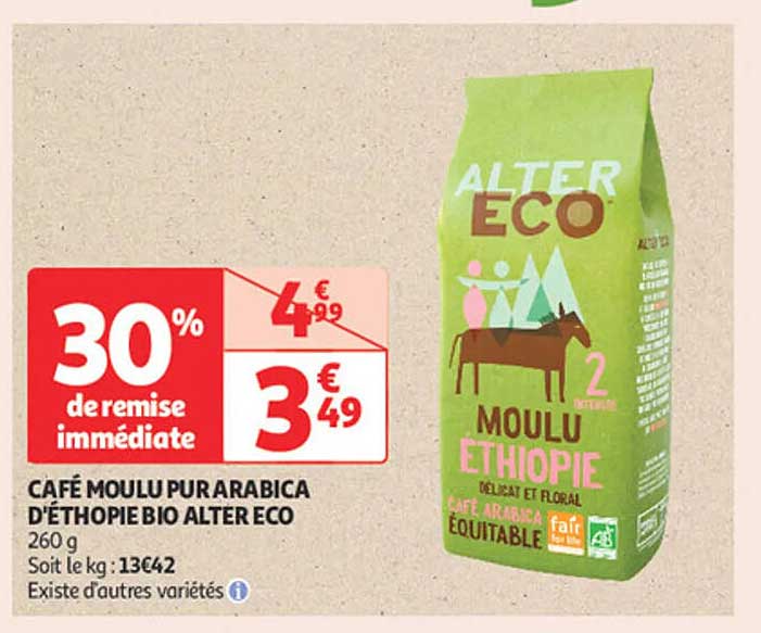 CAFÉ MOULU PUR ARABICA D'ÉTHIOPIE BIO ALTER ECO