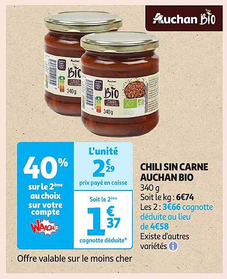 CHILI SIN CARNE AUCHAN BIO
