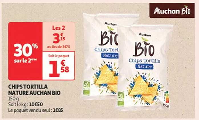 CHIPS TORTILLA NATURE AUCHAN BIO
