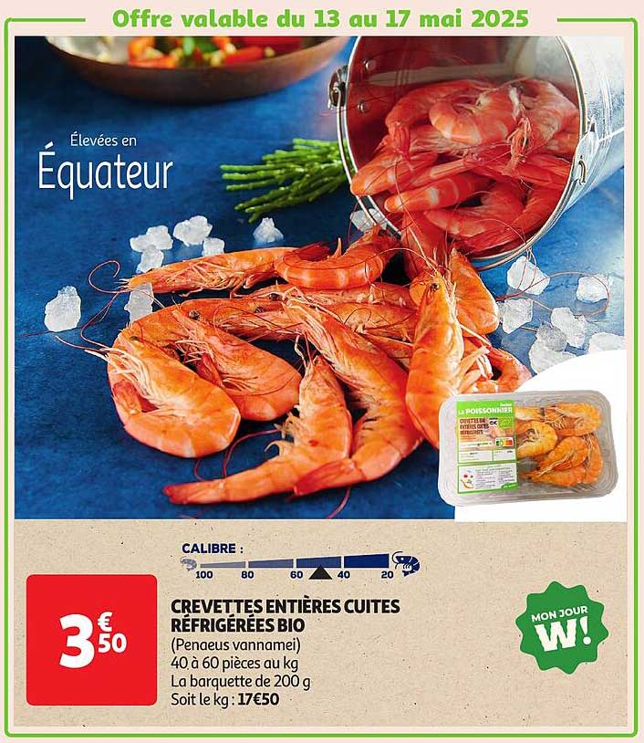 CREVETTES ENTIÈRES CUITES RÉFRIGÉRÉES BIO