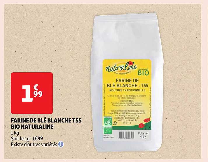 FARINE DE BLÉ BLANCHE T55 BIO NATURALINE