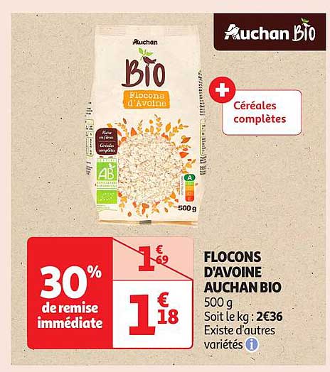 FLOCONS D'AVOINE AUCHAN BIO