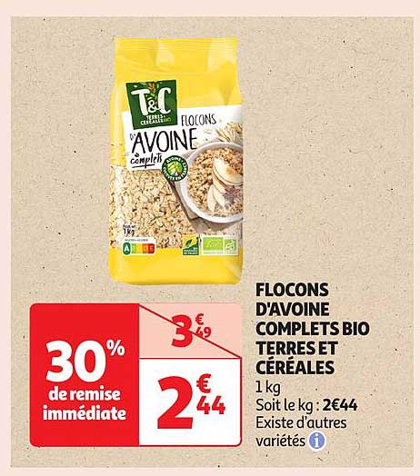 FLOCONS D'AVOINE COMPLETS BIO TERRES ET CÉRÉALES