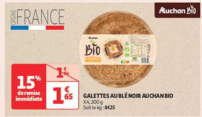 GALETTES AU BLÉ NOIR AUCHAN BIO