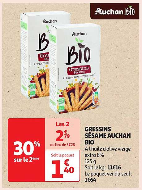 Gressins Sésame Auchan Bio