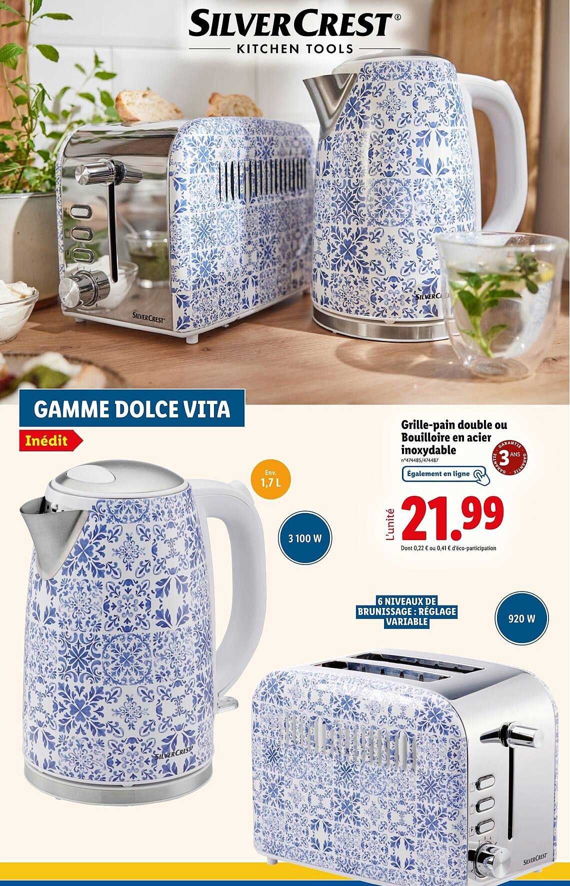 Grille-pain double ou Bouilloire en acier inoxydable