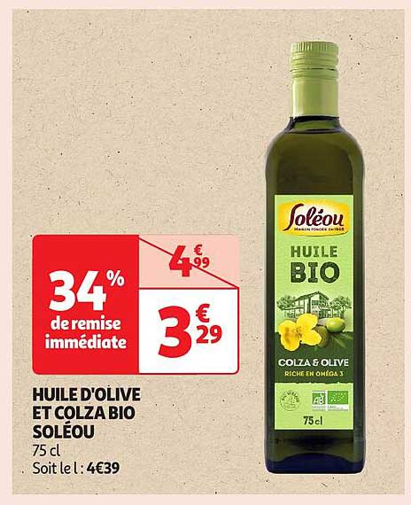 HUILE D'OLIVE ET COLZA BIO SOLÉOU