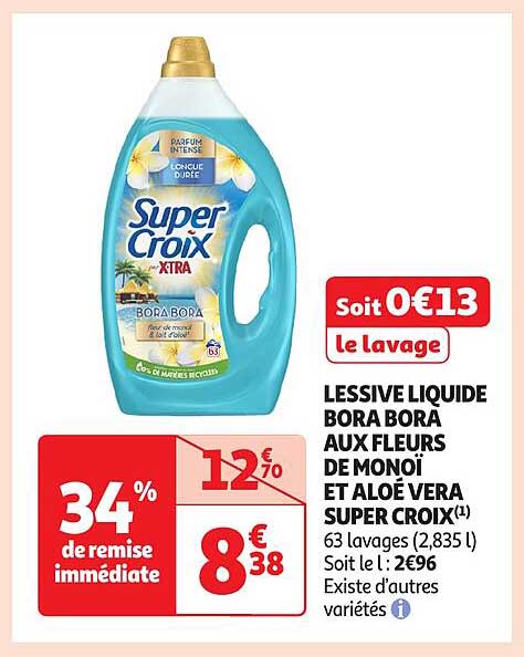 LESSIVE LIQUIDE BORA BORA AUX FLEURS DE MONOÏ ET ALOE VERA SUPER CROIX