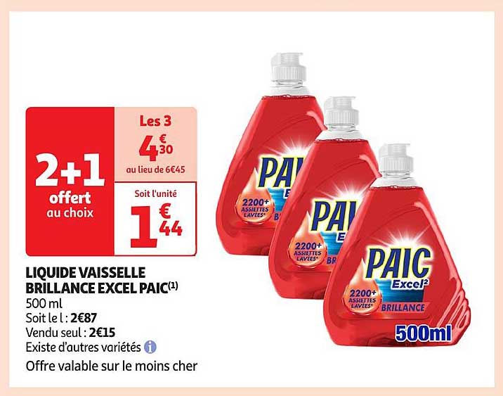 LIQUIDE VAISSELLE BRILLANCE EXCEL PAIC