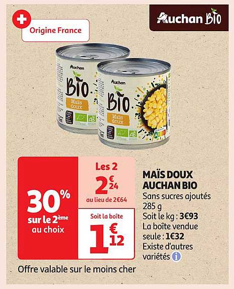MAÏS DOUX AUCHAN BIO