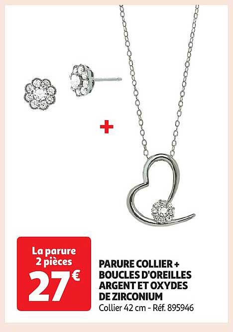 PARURE COLLIER + BOUCLES D'OREILLES ARGENT ET OXYDES DE ZIRCONIUM