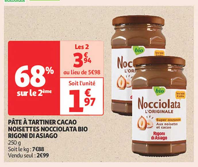 PÂTE À TARTINER CACAO NOISETTES NOCCILATA BIO RIGONI DI ASIAGO