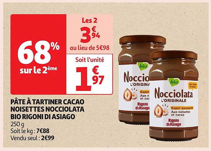 PÂTE À TARTINER CACAO NOISETTES NOCCIOLATA BIO RIGONI DI ASIAGO