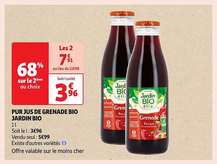 PUR JUS DE GRENADE BIO JARDIN BIO