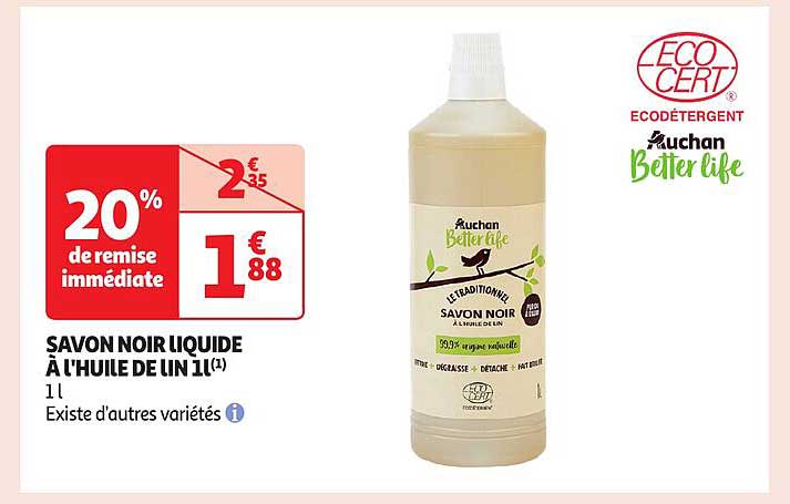 Savon noir liquide à l'huile de lin 1L