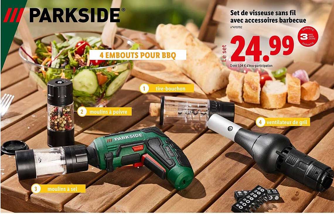 Set de visseuse sans fil avec accessoires barbecue