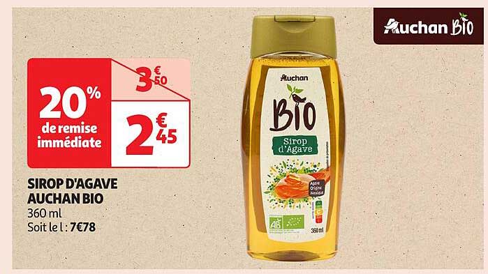 SIROP D'AGAVE AUCHAN BIO