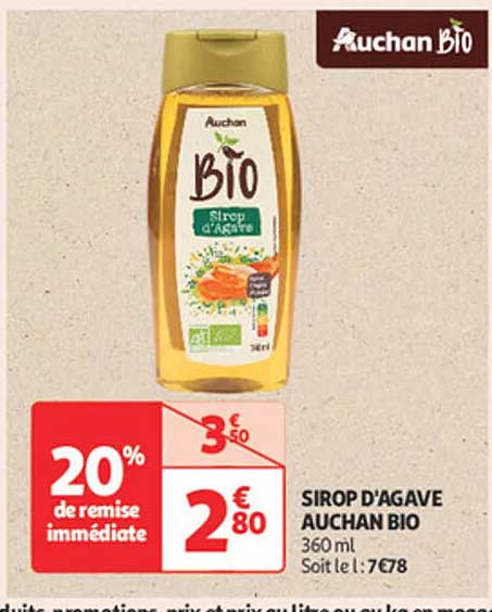 SIROP D'AGAVE AUCHAN BIO