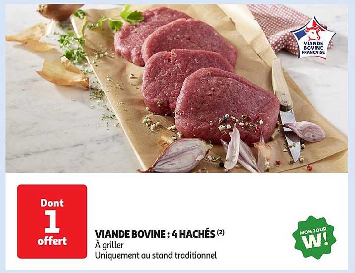 VIANDE BOVINE : 4 HACHÉS