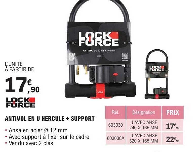 ANTIVOL EN U HERCULE + SUPPORT