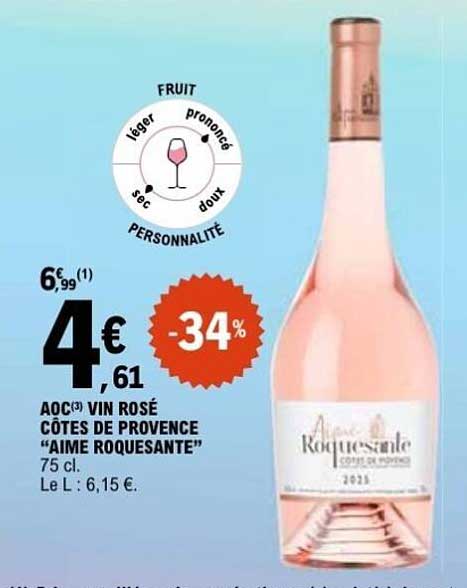 AOC VIN ROSÉ CÔTES DE PROVENCE “AIME ROQUESANTE” 75 cl.